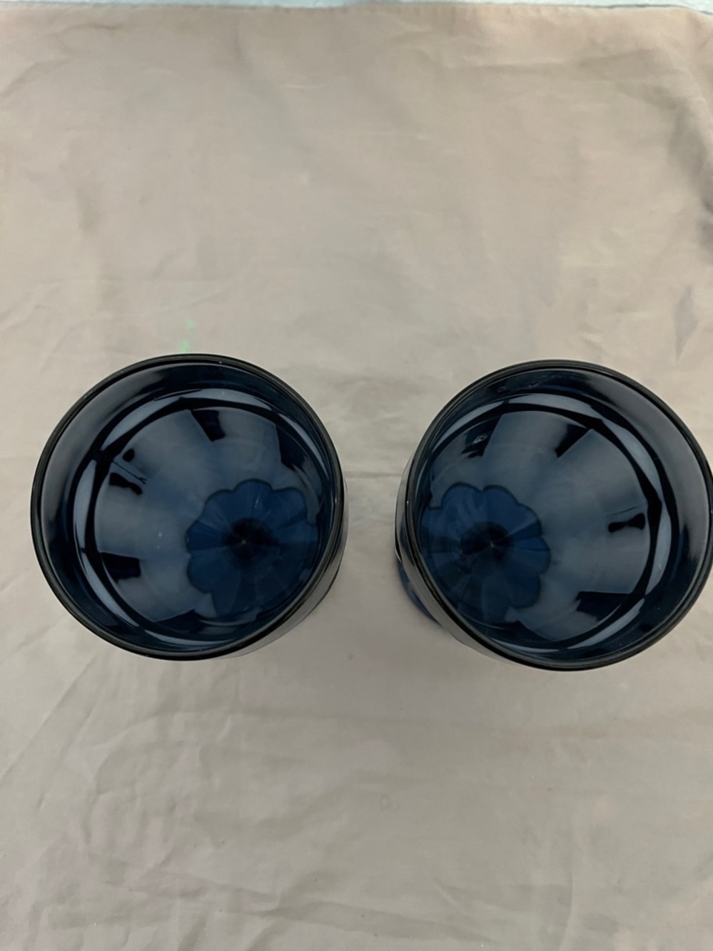Libbey Vtg Duratuff Gibraltar Goblet Tumbler Dusky Blue 12oz USA 7" Set of 2 - Picture 2 of 5
